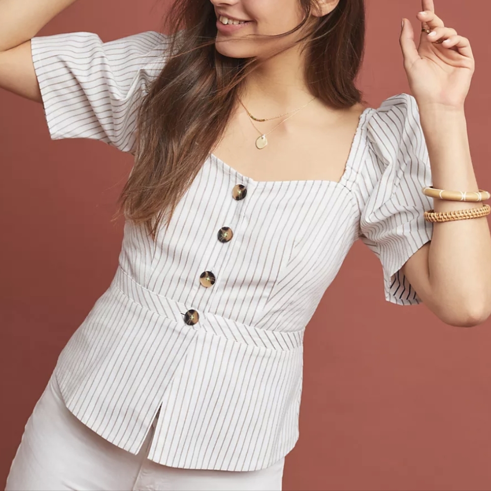 Maeve Anthropologie top poplin peplum blouse